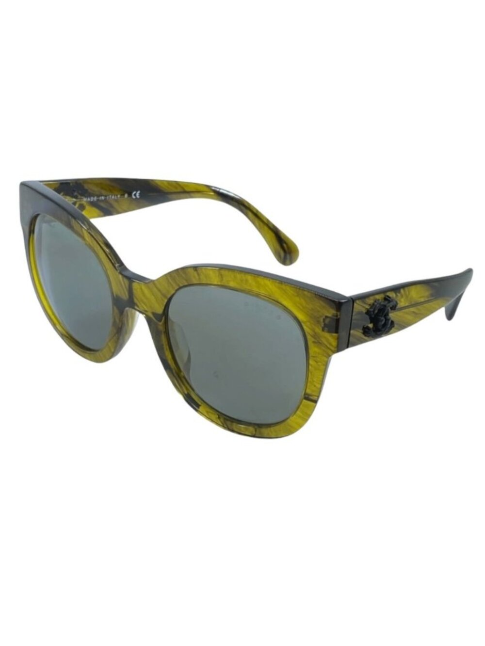 Chanel Sunglasses Eyewear CC Logo Square Frame Acetate Yellow Green
